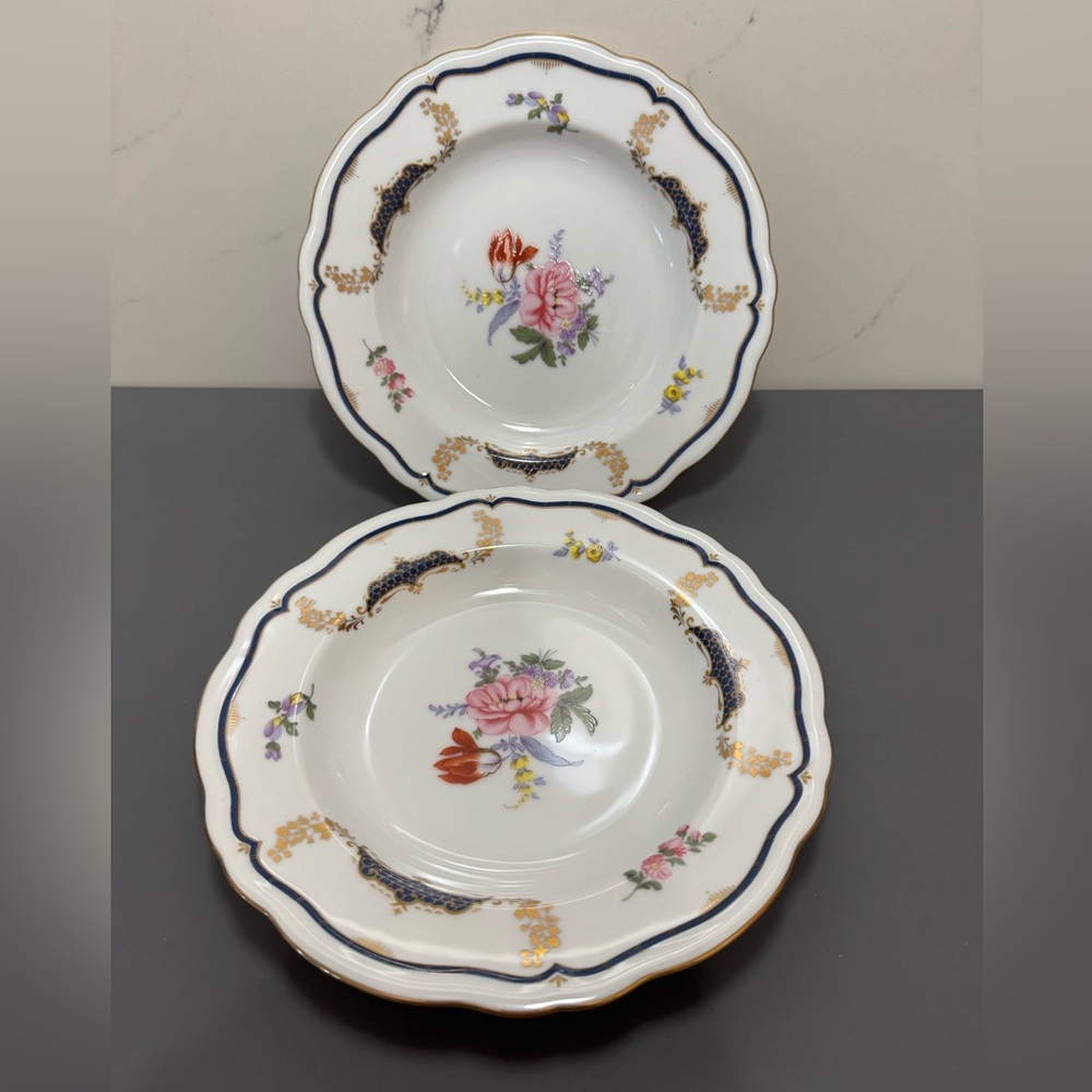 Mikasa Soup Bowls with Pink and Gold Floral Accents